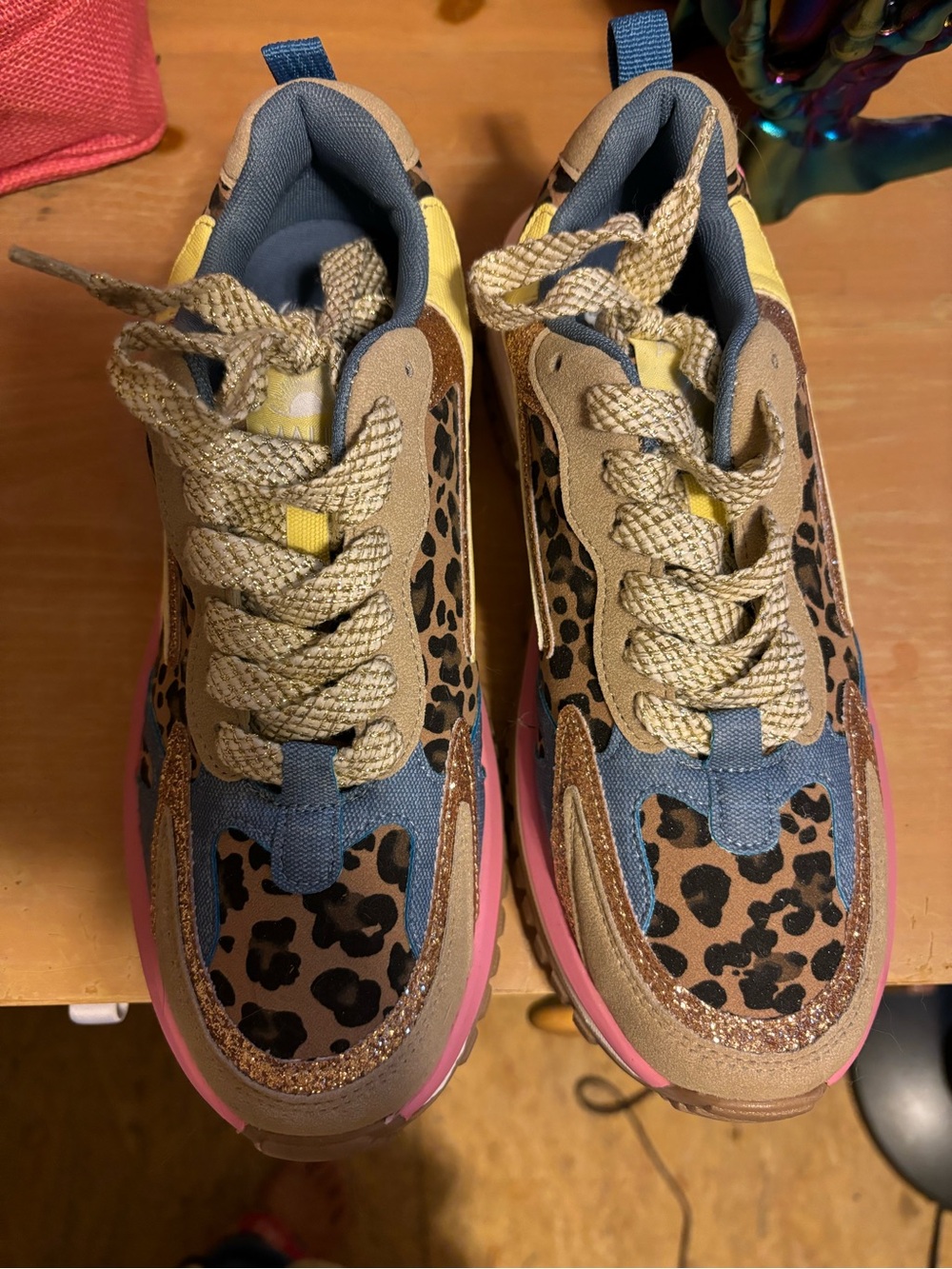 Leopard Print Multi-Color Athletic Sneakers without shoe box